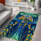 Parramatta Eels Rugby Area Rug Polynesian Tribal Eel Warrior Blue Gold Pattern