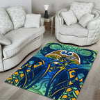 Parramatta Eels Rugby Area Rug Polynesian Tribal Eel Warrior Blue Gold Pattern