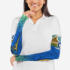 Parramatta Eels Rugby Arm Sleeves Polynesian Tribal Eel Warrior Blue Gold Pattern