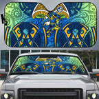 Parramatta Eels Rugby Auto Sun Shade Polynesian Tribal Eel Warrior Blue Gold Pattern