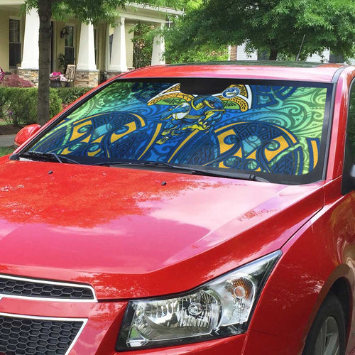 Parramatta Eels Rugby Auto Sun Shade Polynesian Tribal Eel Warrior Blue Gold Pattern