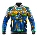 Parramatta Eels Rugby Baseball Jacket Polynesian Tribal Eel Warrior Blue Gold Pattern