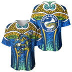 Parramatta Eels Rugby Baseball Jersey Polynesian Tribal Eel Warrior Blue Gold Pattern