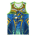 Parramatta Eels Rugby Basketball Jersey Polynesian Tribal Eel Warrior Blue Gold Pattern