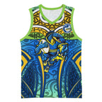 Parramatta Eels Rugby Basketball Jersey Polynesian Tribal Eel Warrior Blue Gold Pattern