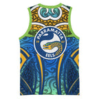 Parramatta Eels Rugby Basketball Jersey Polynesian Tribal Eel Warrior Blue Gold Pattern