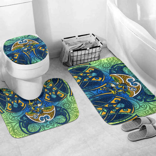 Parramatta Eels Rugby Bathroom Set Polynesian Tribal Eel Warrior Blue Gold Pattern