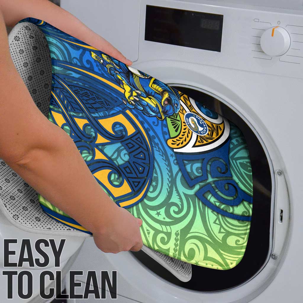 Parramatta Eels Rugby Bathroom Set Polynesian Tribal Eel Warrior Blue Gold Pattern