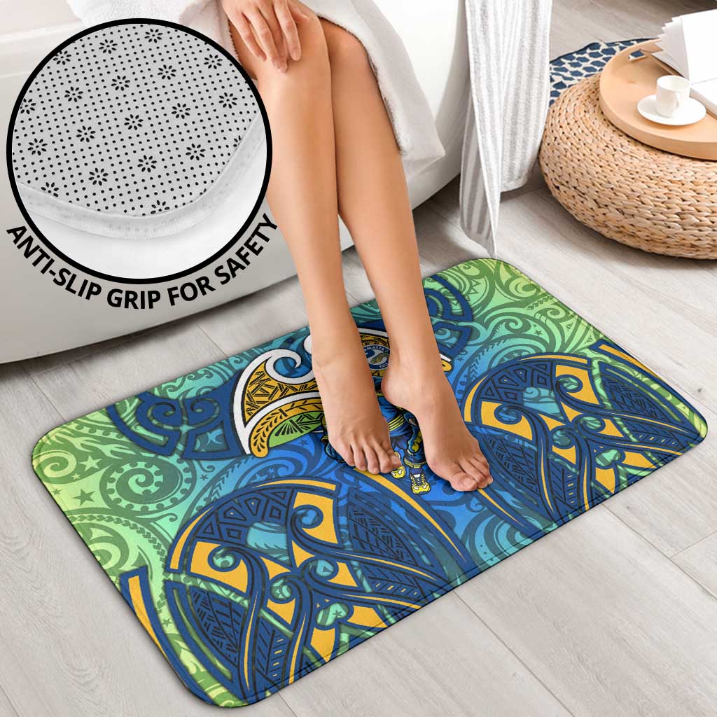 Parramatta Eels Rugby Bathroom Set Polynesian Tribal Eel Warrior Blue Gold Pattern