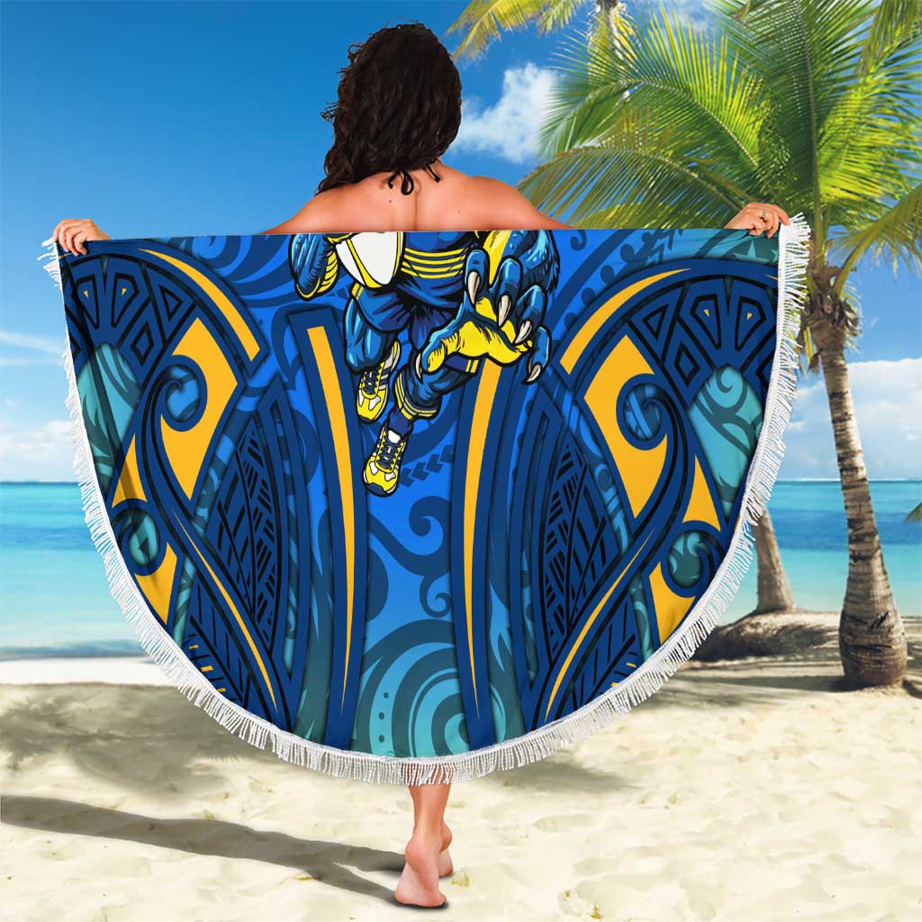 Parramatta Eels Rugby Beach Blanket Polynesian Tribal Eel Warrior Blue Gold Pattern