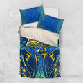 Parramatta Eels Rugby Bedding Set Polynesian Tribal Eel Warrior Blue Gold Pattern