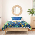 Parramatta Eels Rugby Bedding Set Polynesian Tribal Eel Warrior Blue Gold Pattern