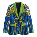 Parramatta Eels Rugby Blazer Polynesian Tribal Eel Warrior Blue Gold Pattern