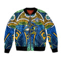Parramatta Eels Rugby Bomber Jacket Polynesian Tribal Eel Warrior Blue Gold Pattern