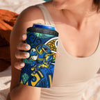 Parramatta Eels Rugby 4 in 1 Can Cooler Tumbler Polynesian Tribal Eel Warrior Blue Gold Pattern