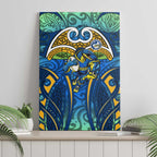Parramatta Eels Rugby Canvas Wall Art Polynesian Tribal Eel Warrior Blue Gold Pattern