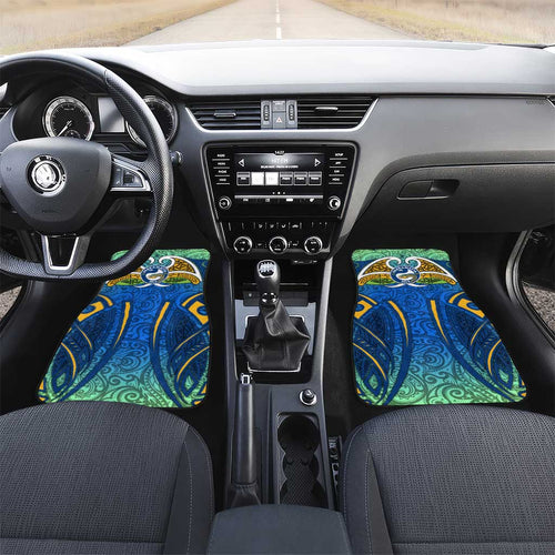 Parramatta Eels Rugby Car Mats Polynesian Tribal Eel Warrior Blue Gold Pattern