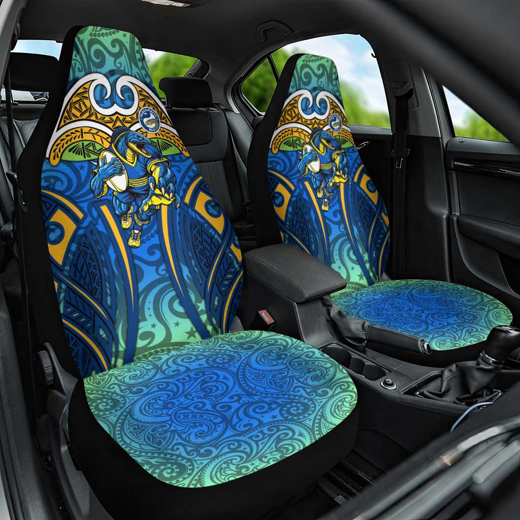 Parramatta Eels Rugby Car Seat Cover Polynesian Tribal Eel Warrior Blue Gold Pattern