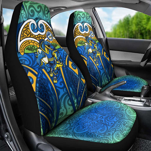 Parramatta Eels Rugby Car Seat Cover Polynesian Tribal Eel Warrior Blue Gold Pattern