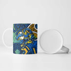 Parramatta Eels Rugby Ceramic Mug Polynesian Tribal Eel Warrior Blue Gold Pattern