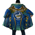 Parramatta Eels Rugby Cloak Polynesian Tribal Eel Warrior Blue Gold Pattern