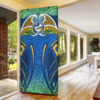 Parramatta Eels Rugby Door Cover Polynesian Tribal Eel Warrior Blue Gold Pattern