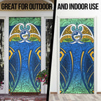 Parramatta Eels Rugby Door Cover Polynesian Tribal Eel Warrior Blue Gold Pattern