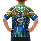 Parramatta Eels Rugby Family Matching Tank Maxi Dress and Hawaiian Shirt Polynesian Tribal Eel Warrior Blue Gold Pattern