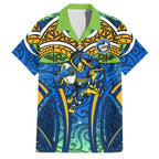 Parramatta Eels Rugby Family Matching Tank Maxi Dress and Hawaiian Shirt Polynesian Tribal Eel Warrior Blue Gold Pattern