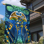 Parramatta Eels Rugby Garden Flag Polynesian Tribal Eel Warrior Blue Gold Pattern