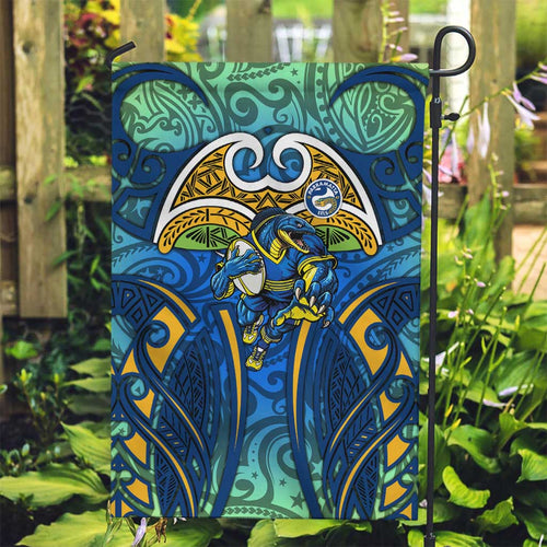 Parramatta Eels Rugby Garden Flag Polynesian Tribal Eel Warrior Blue Gold Pattern