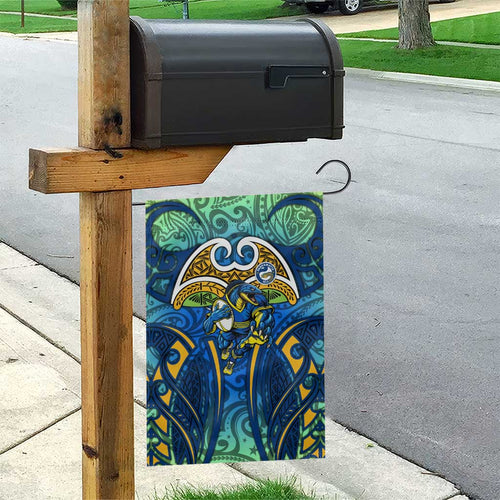 Parramatta Eels Rugby Garden Flag Polynesian Tribal Eel Warrior Blue Gold Pattern