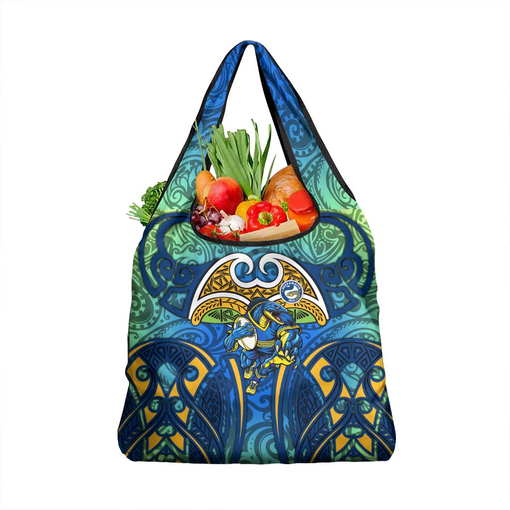 Parramatta Eels Rugby Grocery Bag Polynesian Tribal Eel Warrior Blue Gold Pattern