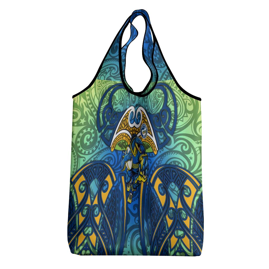 Parramatta Eels Rugby Grocery Bag Polynesian Tribal Eel Warrior Blue Gold Pattern
