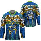 Parramatta Eels Rugby Hockey Jersey Polynesian Tribal Eel Warrior Blue Gold Pattern