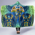 Parramatta Eels Rugby Hooded Blanket Polynesian Tribal Eel Warrior Blue Gold Pattern