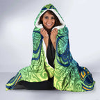 Parramatta Eels Rugby Hooded Blanket Polynesian Tribal Eel Warrior Blue Gold Pattern