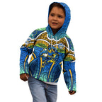 Parramatta Eels Rugby Kid Hoodie Polynesian Tribal Eel Warrior Blue Gold Pattern