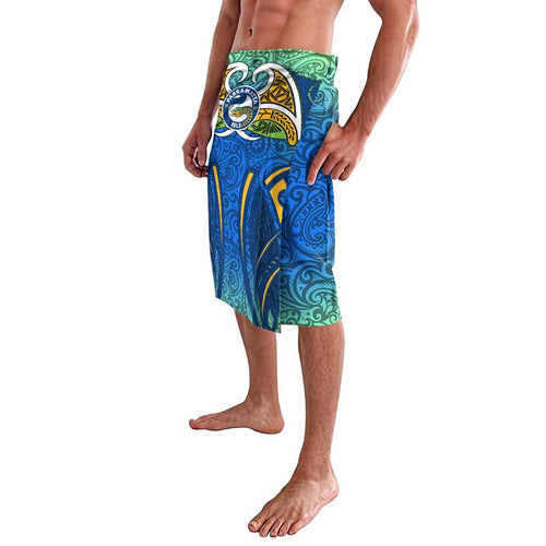 Parramatta Eels Rugby Lavalava Polynesian Tribal Eel Warrior Blue Gold Pattern
