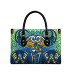 Parramatta Eels Rugby Leather Bag Polynesian Tribal Eel Warrior Blue Gold Pattern