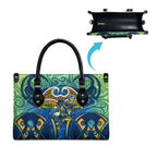 Parramatta Eels Rugby Leather Bag Polynesian Tribal Eel Warrior Blue Gold Pattern