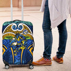 Parramatta Eels Rugby Luggage Cover Polynesian Tribal Eel Warrior Blue Gold Pattern