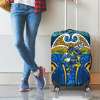 Parramatta Eels Rugby Luggage Cover Polynesian Tribal Eel Warrior Blue Gold Pattern