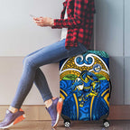 Parramatta Eels Rugby Luggage Cover Polynesian Tribal Eel Warrior Blue Gold Pattern