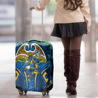 Parramatta Eels Rugby Luggage Cover Polynesian Tribal Eel Warrior Blue Gold Pattern