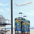 Parramatta Eels Rugby Luggage Cover Polynesian Tribal Eel Warrior Blue Gold Pattern