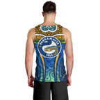 Parramatta Eels Rugby Men Tank Top Polynesian Tribal Eel Warrior Blue Gold Pattern