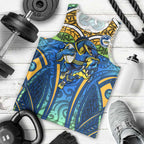 Parramatta Eels Rugby Men Tank Top Polynesian Tribal Eel Warrior Blue Gold Pattern