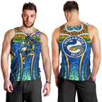 Parramatta Eels Rugby Men Tank Top Polynesian Tribal Eel Warrior Blue Gold Pattern