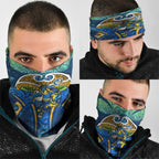Parramatta Eels Rugby Neck Gaiter Polynesian Tribal Eel Warrior Blue Gold Pattern